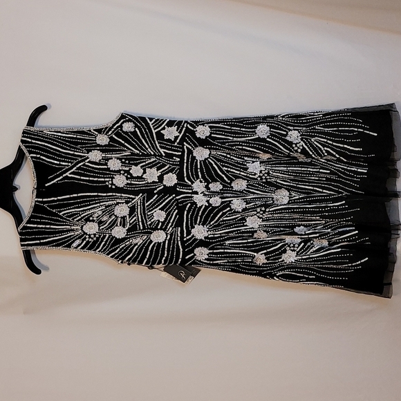 ADRIANNA Papell Black Ivory Beaded Halter Dress - Picture 9 of 12